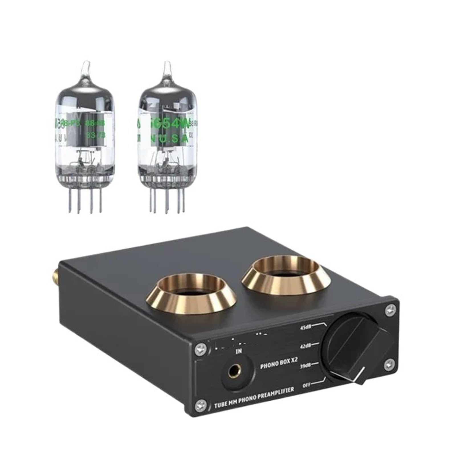 Preamplificatore Phono for Giradischi Fonografo Mini Stereo Audio HiFi Amplificatore a Valvole Box X2 Adatto for Fai da Te(with 5654W Tubes)