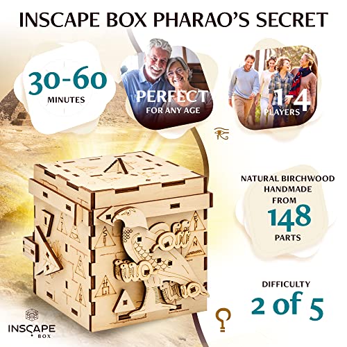 Inscape Pharaoh´s Secret Puzzle Box - Escape Room In A Box For Adults - Cluebox - Mind Puzzles For Adults - Puzzle Boxes With Hidden Compartments - Puzzle Boxes For Adults - Wooden Puzzle Box #TOP3