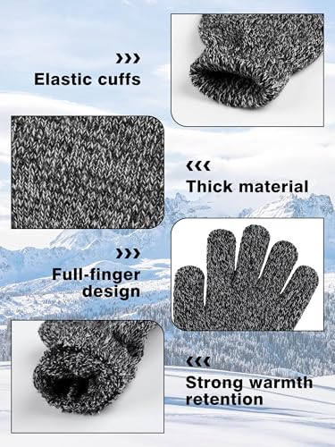 Image of Cooraby 3 Pairs Kid's Winter Gloves Thick Warm Knitted Gloves Children Cold Weather Gloves