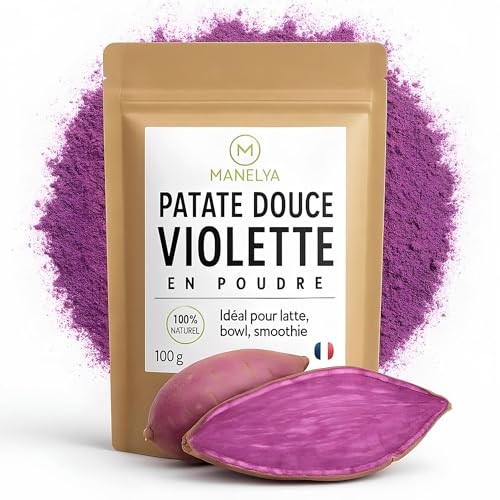 Polvo de Patata Dulce Morado - 100% Natural - Para Batido, Latte, Bowl & Pastelería - Super Alimento Rico en Nutrientes - 100 g