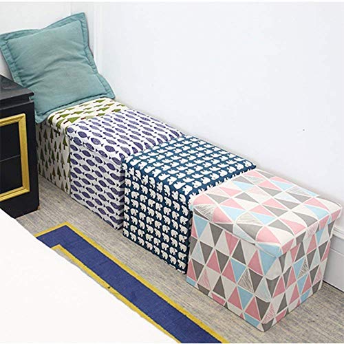 Pouf de rangement cube pour petit espace salon coffre lin 38cm - 3