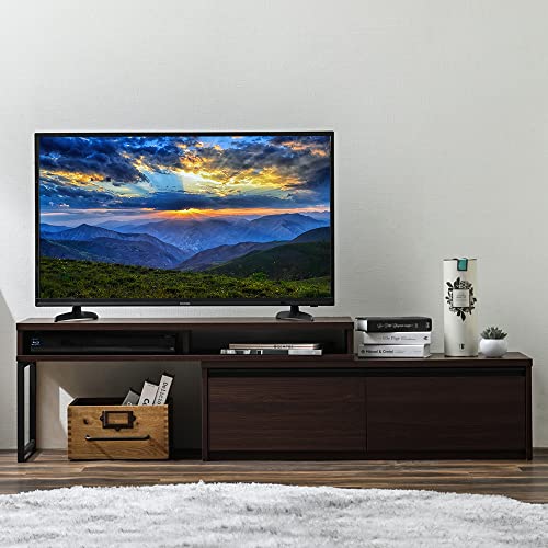 【~50V対応】アイリスオーヤマ テレビ台 伸縮テレビ台 テレビボード テレビラック ローボード ~50V対応 幅100~178 ナチュラル 収納付き コーナータイプ 組み立て簡単 STS-100U-WN ウォールナット