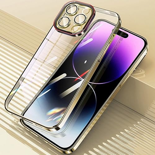 Coque objectif métal iPhone 14 Plus LVTFCO rigide transparente antichoc or