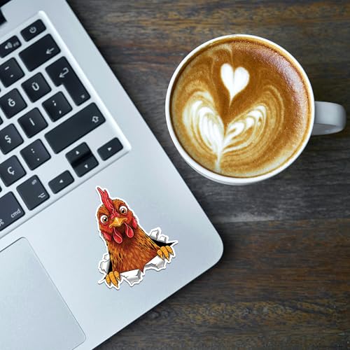 Image of Chicken Sticker 8 Pcs (Large Size) Vinyl Stickers Laptop Waterproof Decal for Car Bumper Water Bottle Notebook Luggage Window Funny Party Birthday Decorations - Size 4 Inches