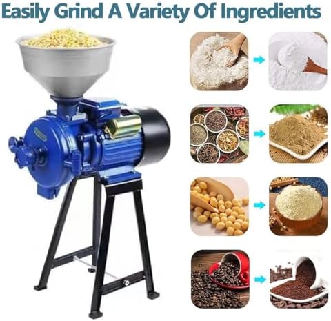 3800W Electric Grain Grinder, Adjustable Thickness Corn Milling Machine, High-Speed 1400RPM Spice Mill with Funnel & Stainless Grinding Disc for Commercial Use
