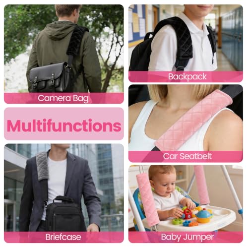 Image of Amooca Soft Auto Seat Belt Cover Seatbelt Shoulder Pad Cushions 2 PCS for a More Comfortable Driving Universal Fit for All Cars and Backpack Dirty Pink
