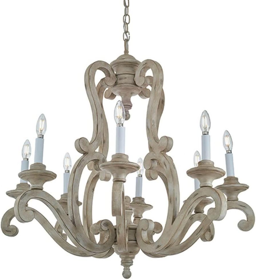Kichler Hayman Bay 32.5" 8 Light Chandelier in Distressed Antique White