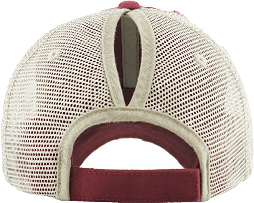 Image of Classic Plain Ponytail Messy High Bun Headwear Adjustable Cotton Trucker Mesh Glitter Hat Baseball Cap