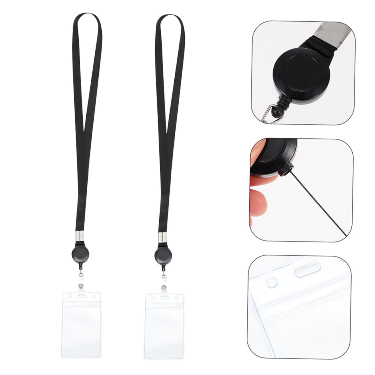 ULTECHNOVO 10pezzi Porta Badge Retrattile Con Lanyard Porta Id Copertura Trasparente Per Tessere Protezione Doppio Lato Accessorio Pratico Per Lavoro e Scuola