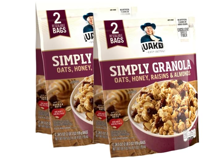 Simply Oats, Honey, Raisins & Almonds Granola, 34.5 oz Bags, 2 Count (2 pack)