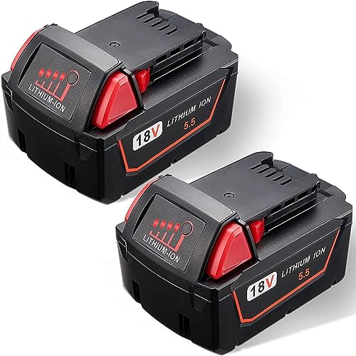 JYJZPB 2X 18V 5500mAh Reemplazo para Milwaukee M18 Bateria 48-11-...
