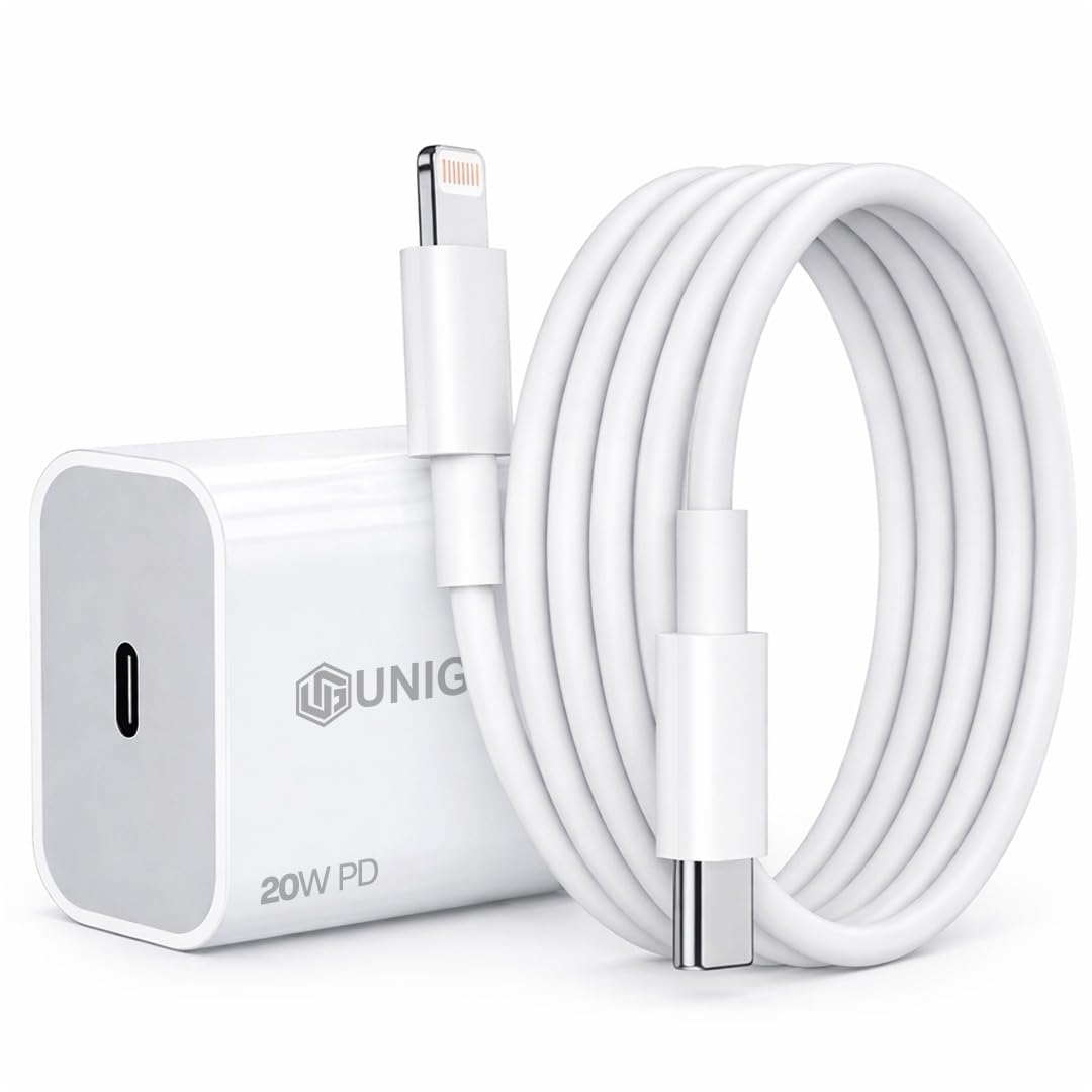 UNIGEN PD 20W Type C Charger Adapter with Lightening Cable Combo Compatible with iPhone 14/14Plus/14Pro/14 Pro max13/13 Pro/13 Pro max/12/12 Pro/11/X/X-image-10