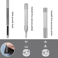 Vista 4 de TLKKUE Kit de 120 cierres a presión, botones a presión de 0.394 pulgadas con martillo de goma, botones de presión de metal de 6 colores con 4