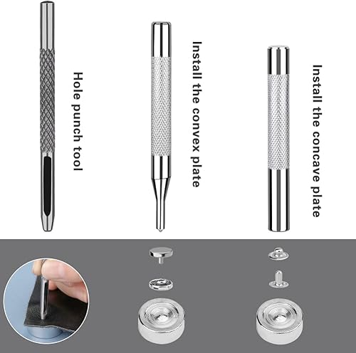 Miniatura 4 de TLKKUE Kit de 120 cierres a presión, botones a presión de 0.394 pulgadas con martillo de goma, botones de presión de metal de 6 colores con 4