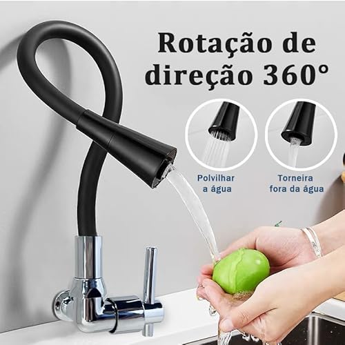 Torneira Gourmet Cozinha de Parede, Torneira Para Pia de Cozinha Flexivel - Duplo Jato (B4)
