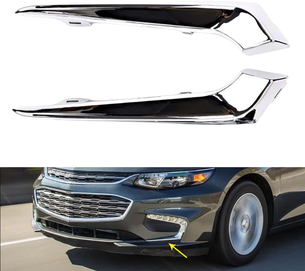 Front Bumper Driver/Passenger Side Fog Light Grille Lamp Cover, Front Fog Light Lamp Grill Grille Cover, Compatible with Chevrolet Malibu 2016-2018