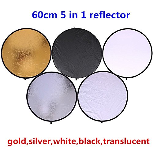 Image of 24 inch (60cm) 5-in-1 Portable Collapsible Multi-Disc Photography Light Photo Reflector for Studio /Outdoor Lighting with Bag - Translucent, Silver, Gold, White and Black