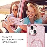 GaoBao for iPhone 14 Magnetic Case, Slim iPhone 14 Phone Case [Compatible with MagSafe] Sparkle Luxury Shockproof Anti-Slip Women Girl Bling Phone Cases Covers for iPhone 14 6.1" 2022, Pink Glitter - Image 7