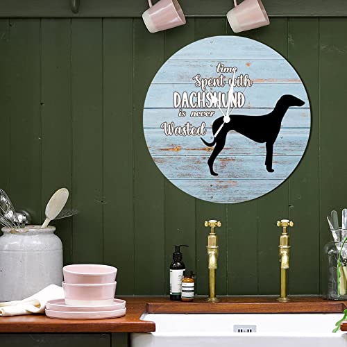 Horloge murale Time Spent with Dog Is Never Wasted en bois style rustique - 4