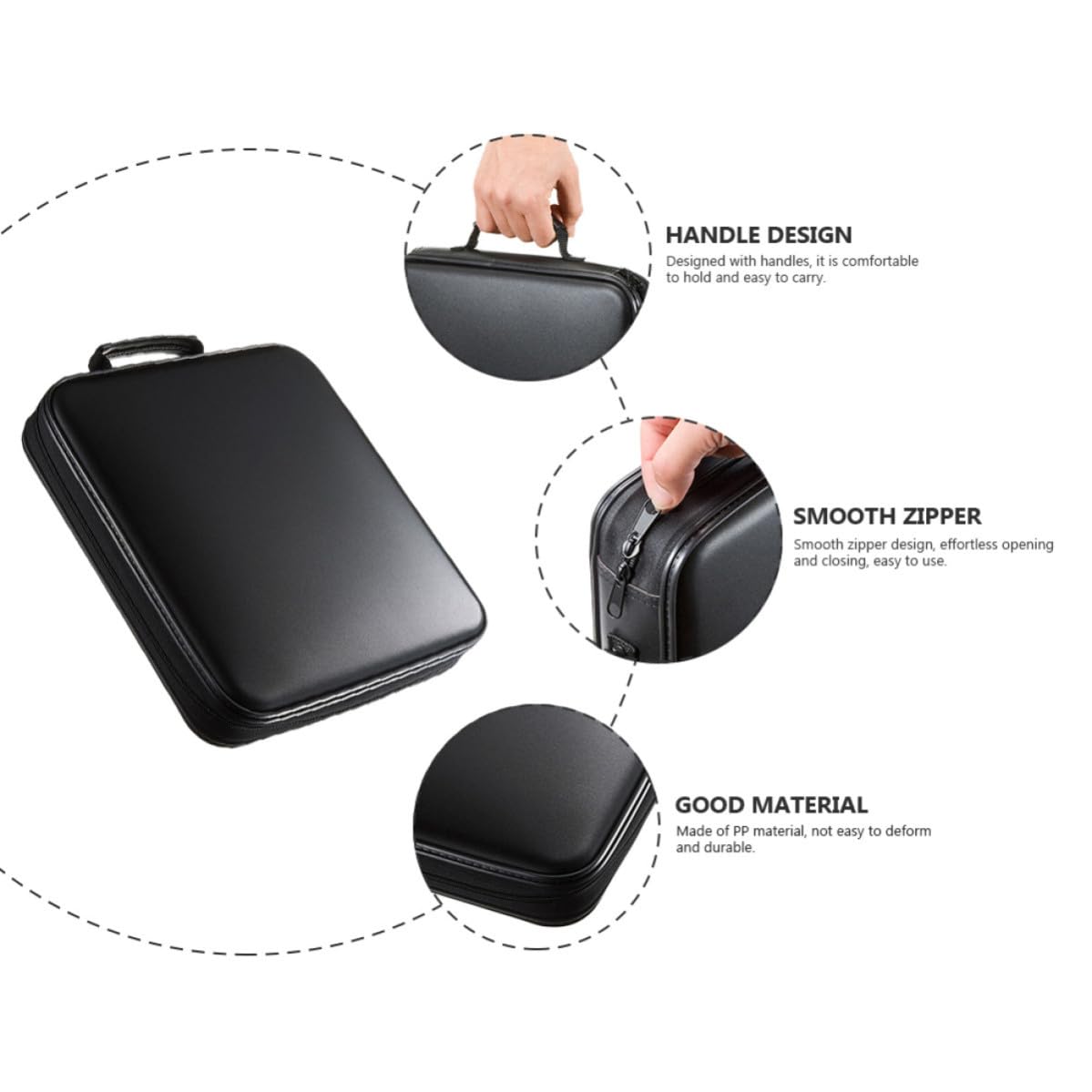 Garneck Organizer CD Portatile Nero Capacità 160 Slot in Materiale Pp e Tessuto Non Tessuto, Custodia Resistente e Capiente per Casa, Auto e Viaggi