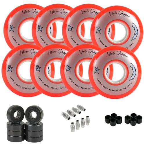 Labeda Gripper Roller Hockey Wheels + Hybrid Ceramic Bearings X-Soft Red 59mm