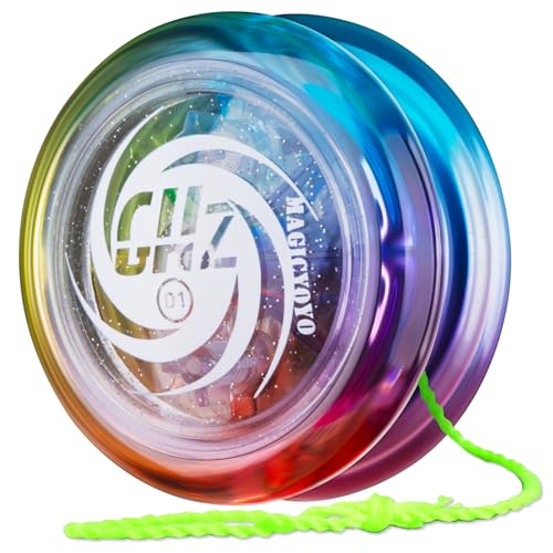 MAGICYOYO JoJo für Kinder, Responsive YoYo für Anfänger, 2A Looping Yo Yo D1 GHZ, Crystal Tricolour Gradient, Tricks Jo Jo mit 6 YoYo Schnur