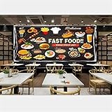 IWJAI Foto Mural Pared 3D Dibujado a mano restaurante hamburguesa papas fritas hamburguesería Fotomural TV Foto Mural Pared 3DFotomurales decorativos Papel tapiz estéreo 3D Fotomurales 3D Fotomural Vi