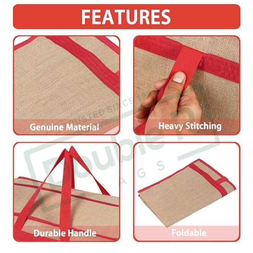 Image of Shibui Heavy Duty Extra Large Storage Bag, Moving Bag Tote, Blanket Clothes Organizer, Comforter, Bedroom closet, Room Essentials (Grey Canvas) (Pack of 1, Red)