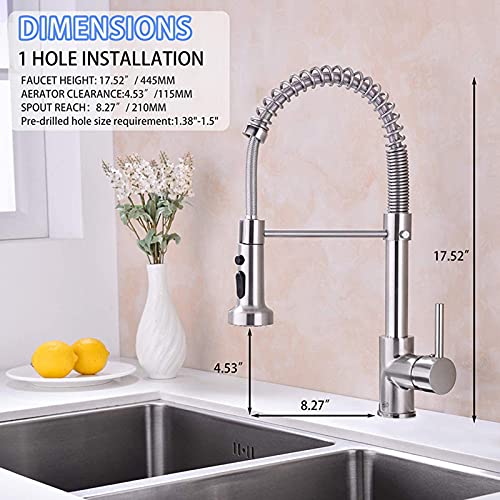 Évier de cuisine à ressort avec robinet mitigeur extractible eau chaude
