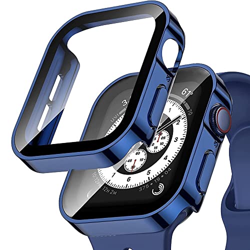 Protège-écran Apple Watch 40mm anti-rayures avec coque bleue SE
