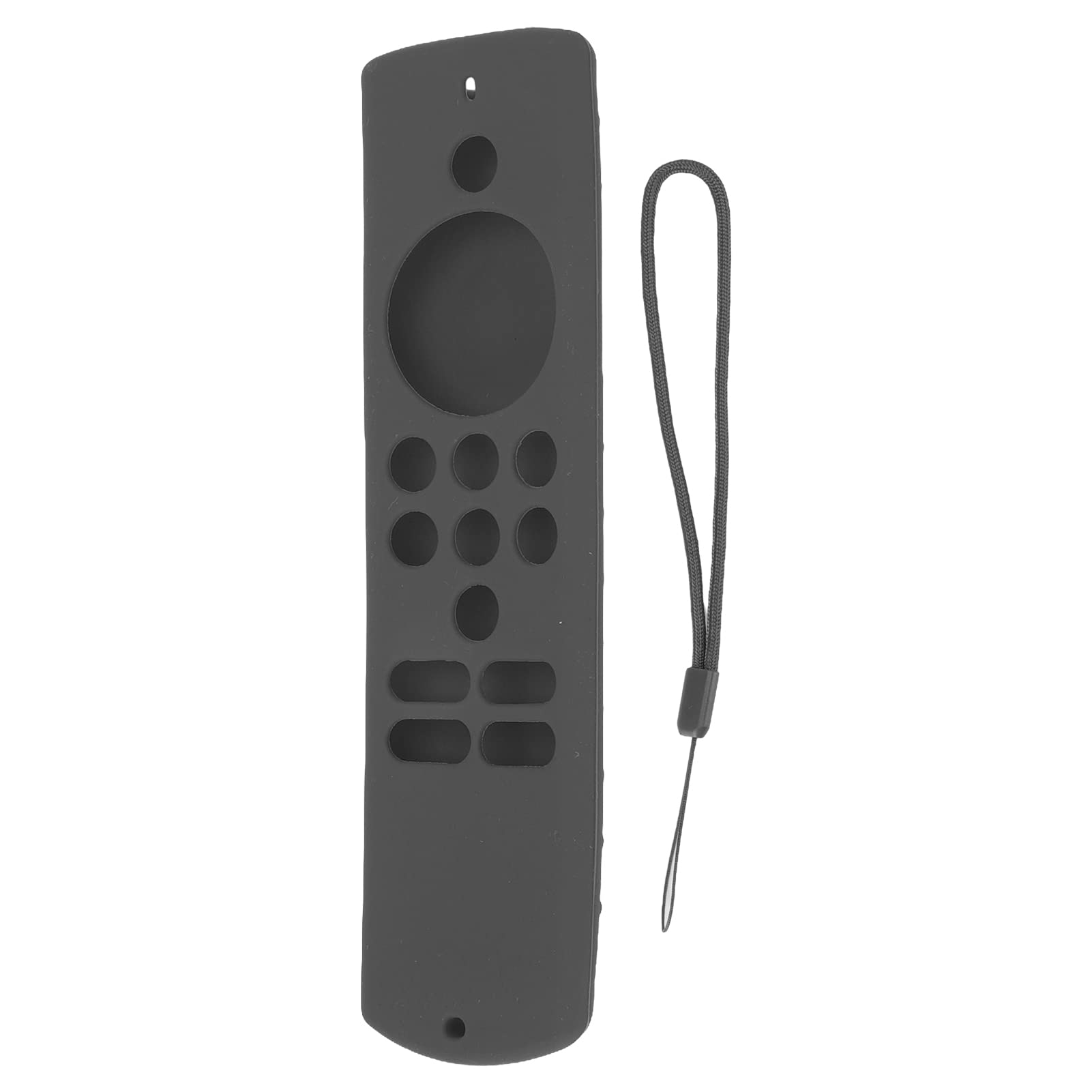 Funda protectora de silicona suave antideslizante a prueba de golpes con cordón para Fire TV Stick Lite (gris oscuro)