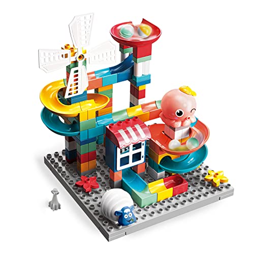 Marble Empire Marble Run Building Blocks Set Marble Race Track Maze Games Super Fun Classic STEM Toy Roller Coaster for Toddler Kids Ages 3-4-5-6-7-8-12(155Pcs Octopus Theme)