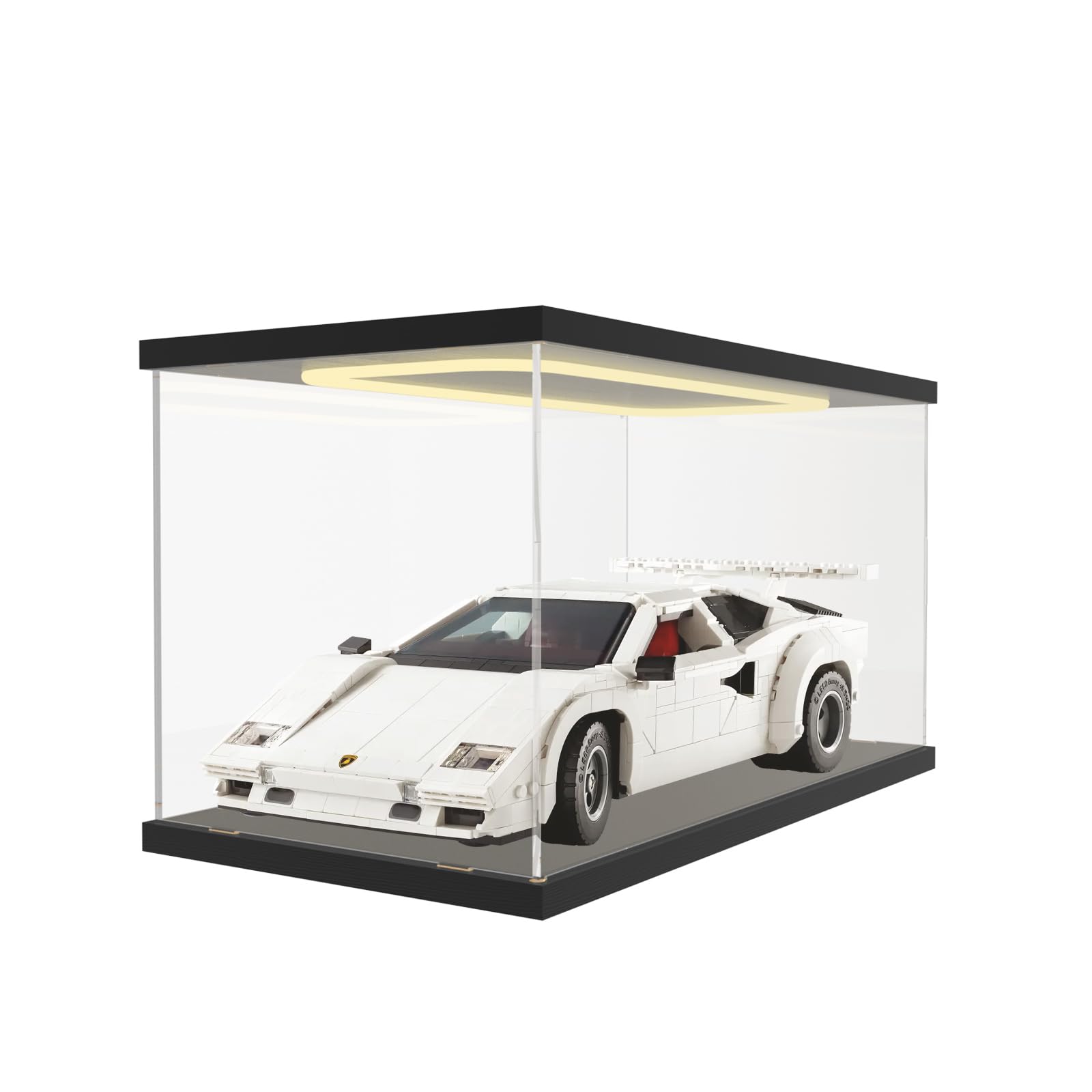 Vitrina Expositora con Luz, Transparente Vitrina Acrílica para Lego 11375 10337 10295 42204 10330 Modellini Auto , Antipolvo Expositor Metacrilato Caja para Coleccionables, 40x20x20cm, Negro