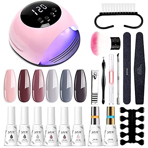 Gel Nail Polish Start Kit with 84W Nail Lamp, Gel Nail Polish Kit Nude Pink Glitter 6 Colors 10ML Gel Polish and No Wipe Top and Base Coat, Soak Off Gel Color Set Nail Art Manicure Tools Set Gel Nail Polish Start Kit with 84W Nail Lamp, Gel Nail Polish Kit Nude Pink Glitter 6 Colors 10ML Gel Polish and No Wipe Top and Base Coat, Soak Off Gel Color Set Nail Art Manicure Tools Set