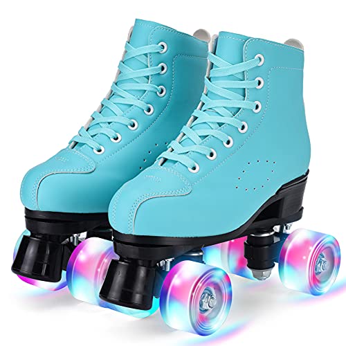 Patins à roulettes pour Femmes , Roller Chaussure Quad Classiques avec Roues LED Allumées en PU pour Patins A roulettes,Roller Enfant,Adolescent et Adulte,Débutants en Extérieur en Intérieur (37)
