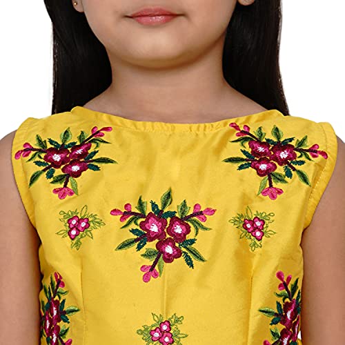 Image of Bitiya By Bhama Girl's Silk A-Line Knee-Length Casual Dress