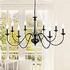 QAREHL Black Chandelier Farmhouse 8 Light Chandeliers for Dining Room Rustic Hanging Light Fixtures for Kitchen Island Living Room Bedroom Entryway Hallway Stairway Foyer