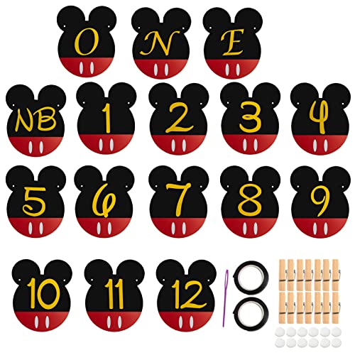Chuangqi Mickey Themed Birthday Party Photo Banner & “One” High Chair Banner, Nb To 12 Month Photo Banner, 1St Birthday Supplies, Baby Shower Decoration #TOP3