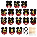 CHuangQi Mickey Themed Birthday Party Photo Banner & “ONE” High Chair Banner, NB to 12 Month Photo Banner, 1st Birthday Supplies, Baby Shower Decoration - Image 4