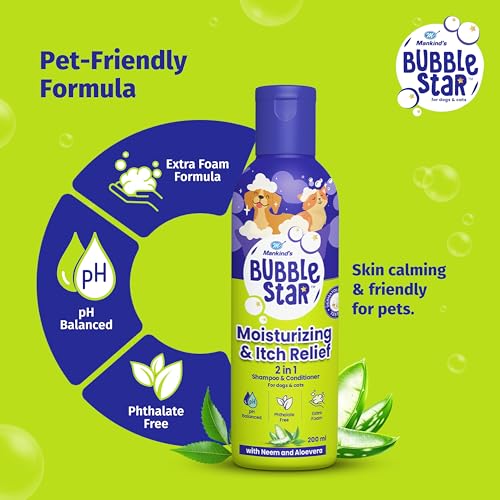 Image of PetStar Puppy Dry Dog Food (High Protein) Milk & Wheat Flavor, 3kg and Mankind BubbleStar Neem & Aloe Vera 2-in-1 Shampoo & Conditioner for Dogs & Cats,200 ml