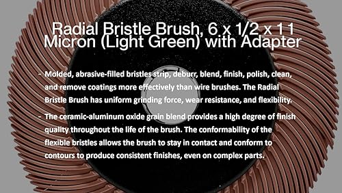 Image of Radial Bristle Brush, 6 in x 1 /2 in x 1 in 6 Micron (Peach) with Adapter, Type C Curved Bristle (Pack of 1)