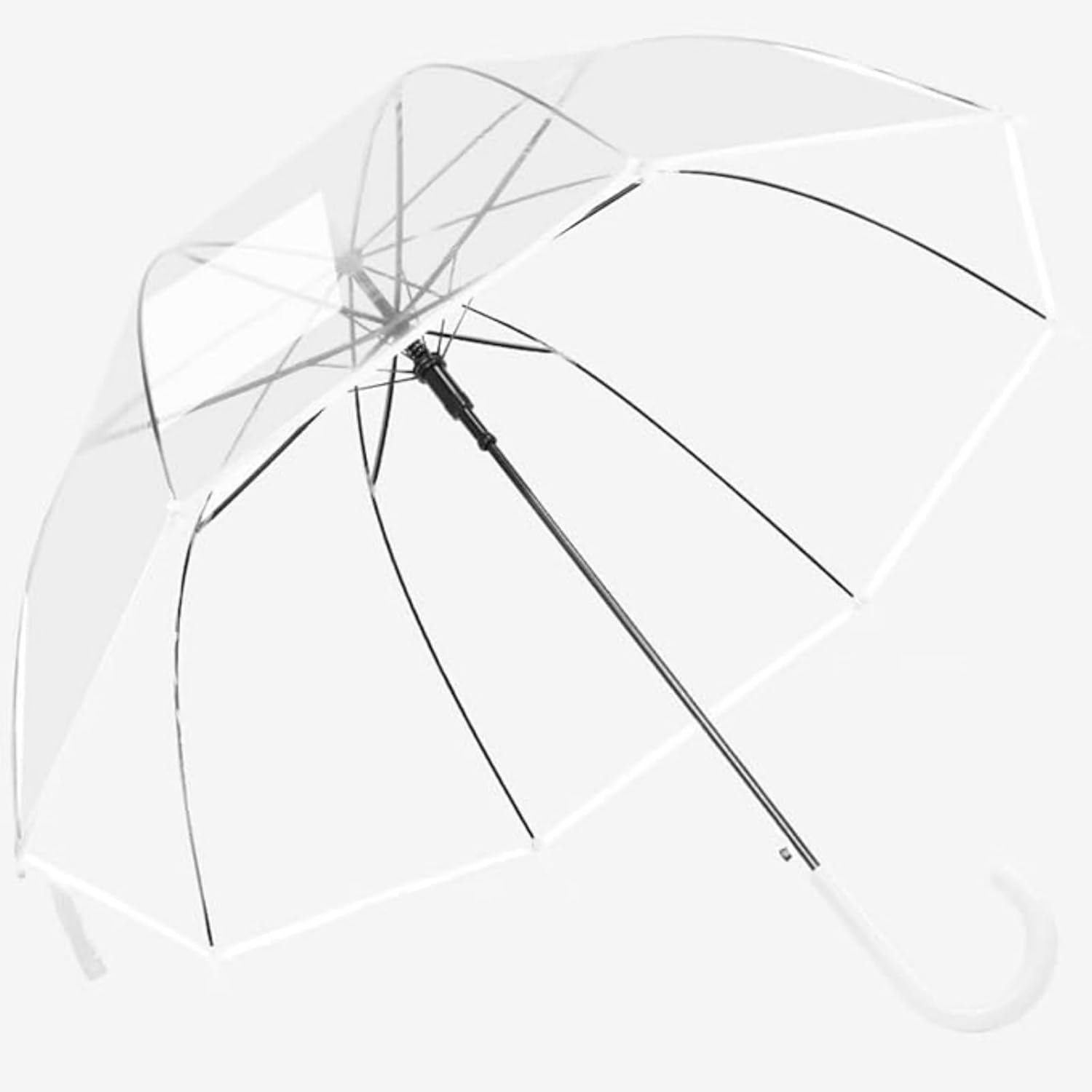 Pack of Clear Bubble Dome Wedding Umbrella Large Canopy Transparent Coverage Clear Travel Stick Umbrellas for Rain Adult Women,Umbrella-Automatic Open Grip Handle Perfect for Weddings Concert Clear White