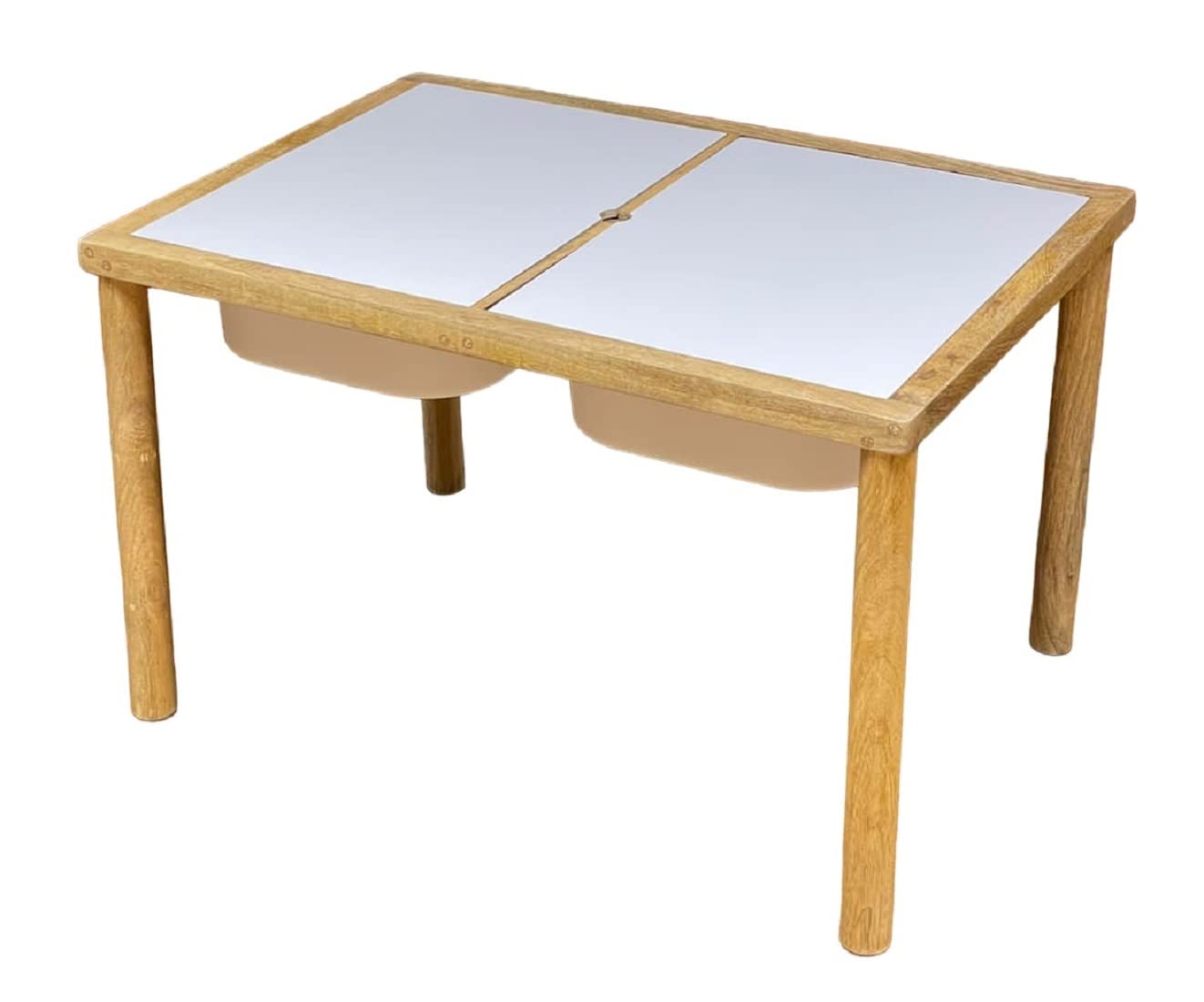 HOUSE OF ZIZI Natural Mango Wood Sensory Table with 2 Plastic Tubs and Lids, Use As Study Table for Kids | Perfect for Home Play Schools & Kindergarten-image-39