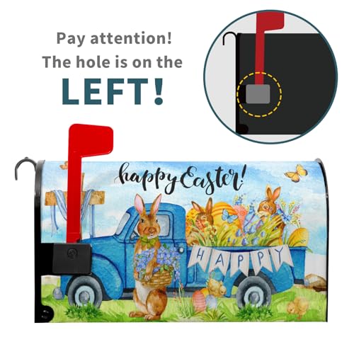 Image of Happy Easter Bunny Mailbox Covers - Magnetic Spring, Standard Size 18'x21', Waterproof Mail Wraps for Post Letter Box, Outdoor Decorations