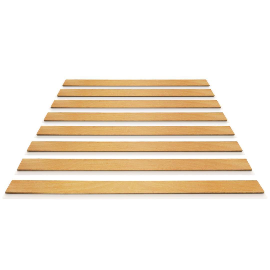 EVERGREENWEB - Kit de 8 Listones de Madera Reforzada, Largo 159 cm Ancho 6,4 cm Espesor 0,8 cm - Tamaño ESTÁNDAR, Recambio de Lamas de Haya Multicapa ECOLÓGICA, para Todos los Somieres de Matrimonio