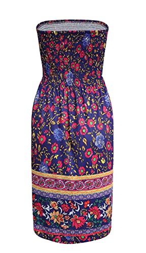 Image of Zyyfly Strapless Dress for Women Summer Beach Boho Smocked Tube Top Dress