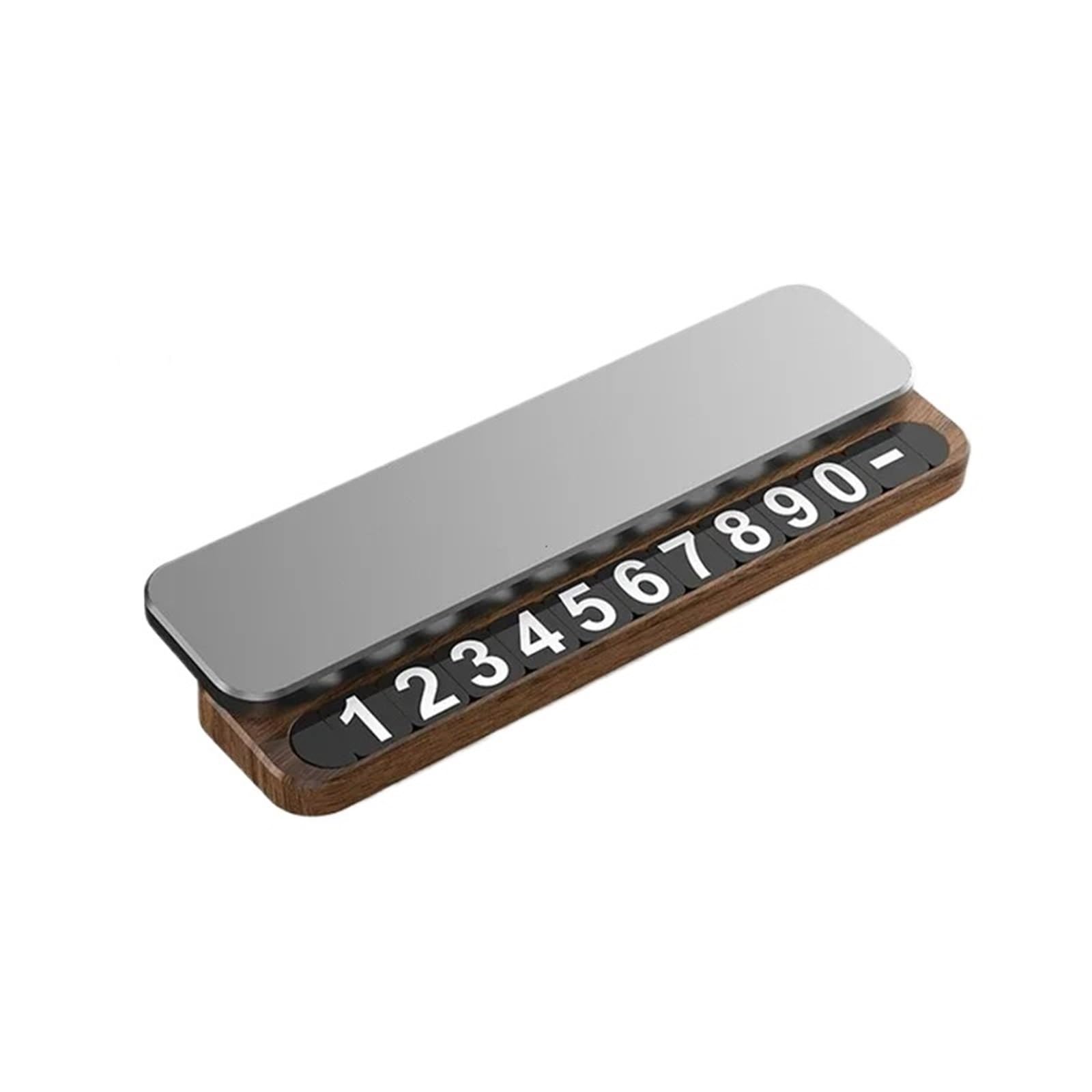 Universal Hidden Phone Number Card Car Temporary Parking Plate Metal Walnut Car-Styling Auto Accessories for Car(Silver)