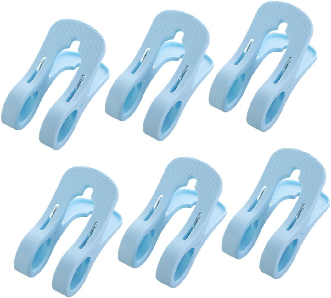 10pcs Large Non- Plastic Clothespins for Laundry and Quilts Windproof Clips Strong Clamping Force for Hanging Heavy Clothes Sky- Color