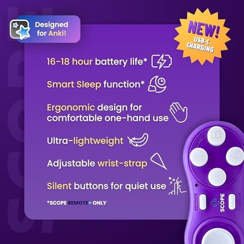 Image of Scope Remote- Remote for Anki. Customizable with Anki Add-on, Compatible with Windows, Mac, iOS, iPad, and Android. Quizlet Compatible, Anki Controller. Amethyst Purple, Plus (16-18 Hours Battery)