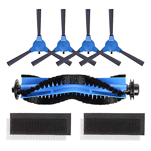Filtro Spazzola Pezzi di Ricambio Accessori Set per Aspirapolvere Robot Bagotte BG600 BG700 BG800 (1 Spazzola Centrale + 2 Filtri + 4 Spazzole Laterali)